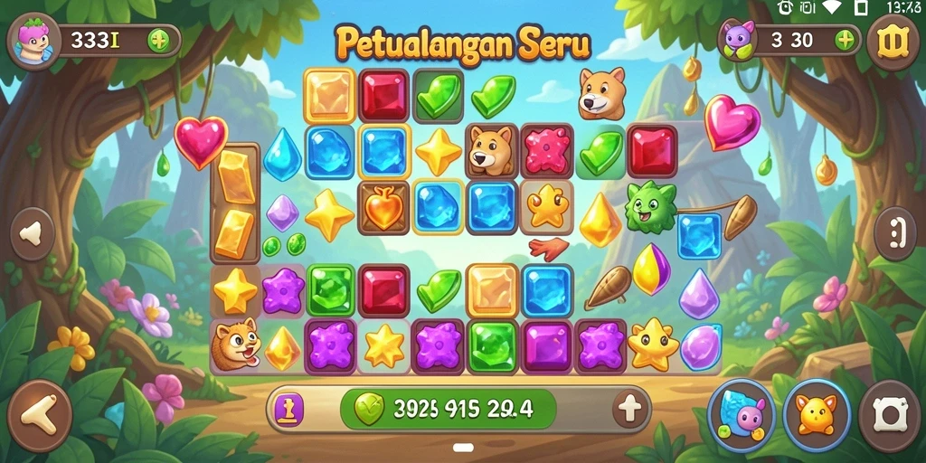 Tampilan gameplay menarik dari 333I, game Match-3 seru.