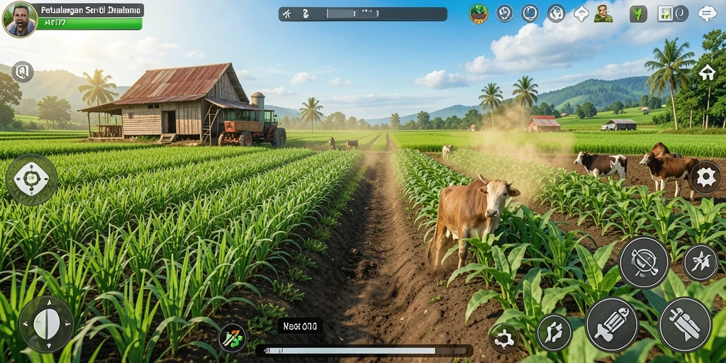Tampilan utama gameplay API77 dengan aktivitas pertanian yang menyenangkan.