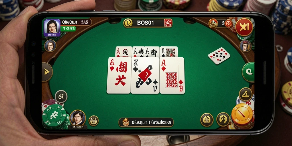 Screenshot utama menampilkan permainan QiuQiu yang seru dan mendebarkan.