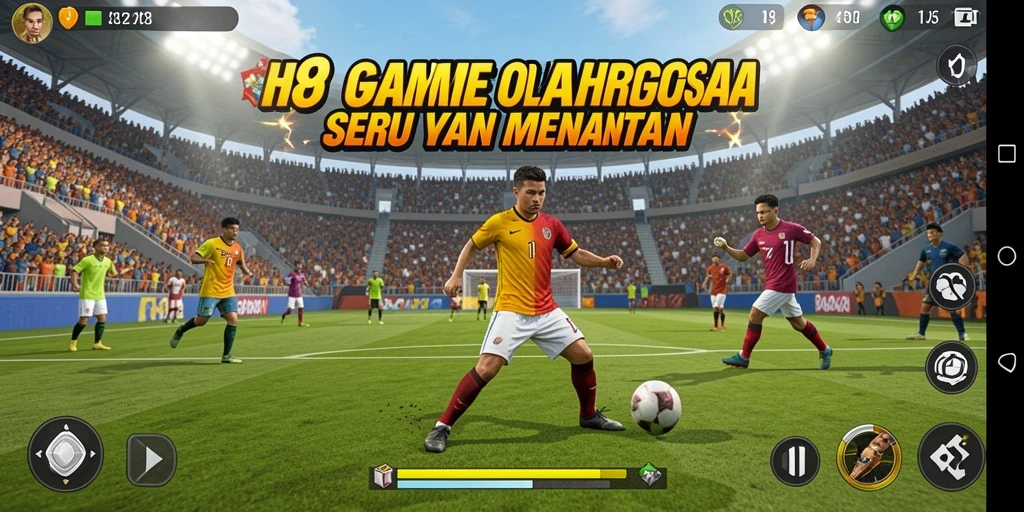 Tangkapan layar H89 menunjukkan pemain bersaing di arena olahraga yang dinamis.