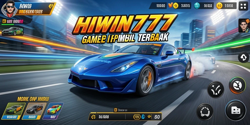 Tampilan gameplay seru di HIWIN777 dengan mobil balap yang memukau.