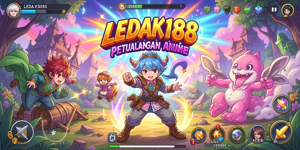 Cuplikan gameplay LEDAK188 dengan karakter anime yang dinamis.