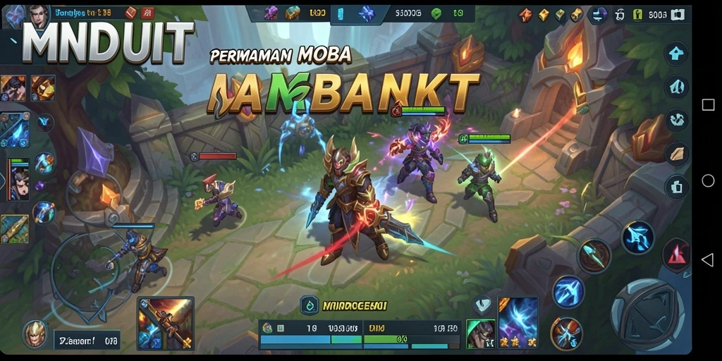 Tampilan gameplay intens dalam pertempuran MOBA.