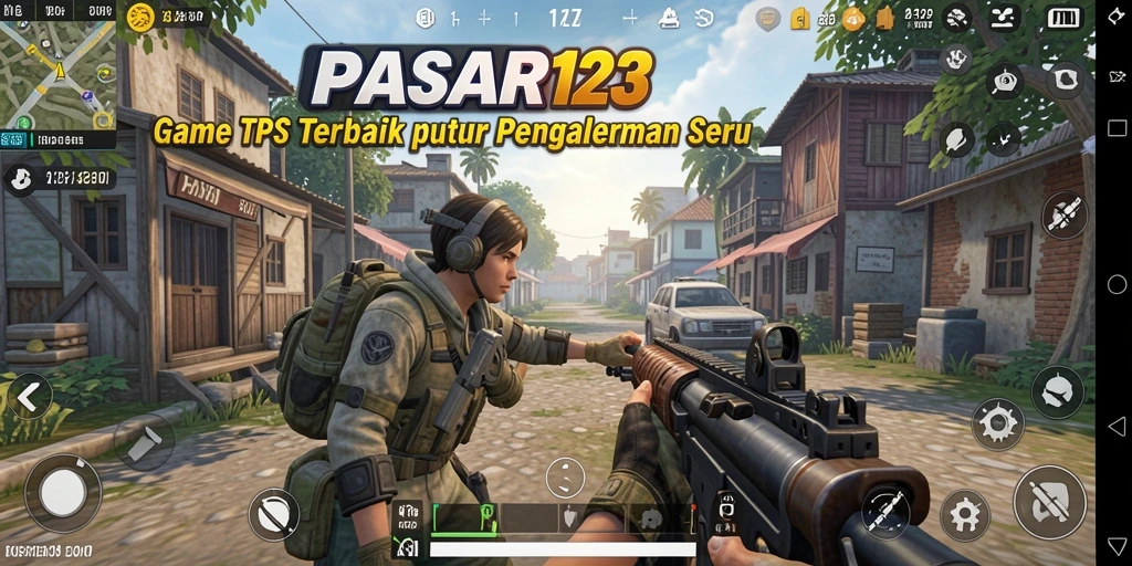 Tangkapan layar utama PASAR123 menunjukkan aksi gameplay TPS yang mendebarkan.