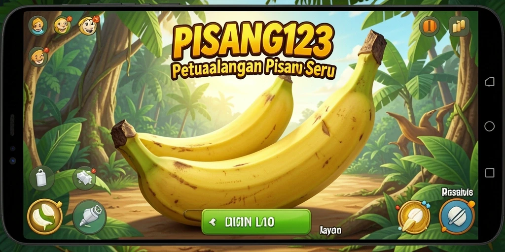 Tampilan gameplay PISANG123 yang menampilkan petualangan berwarna-warni.